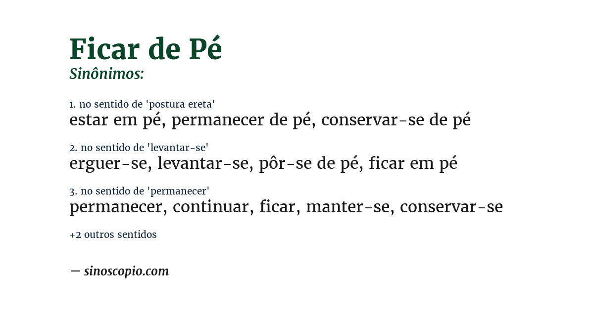 Sinônimo de ficar de pé