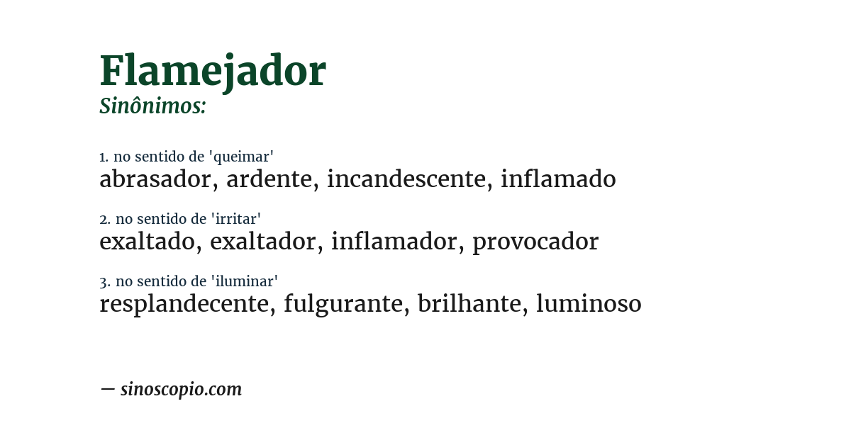 Sinônimo de flamejador