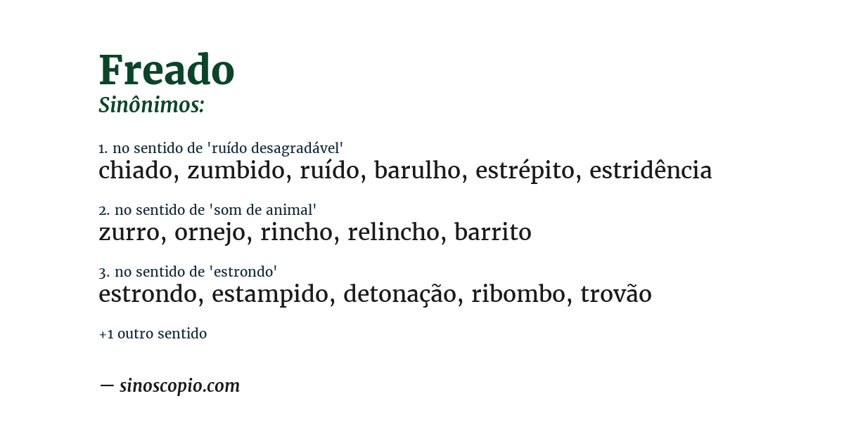 Sinônimo de freado