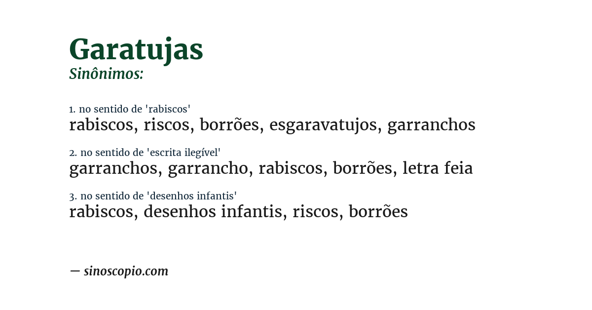 Sinônimo de garatujas