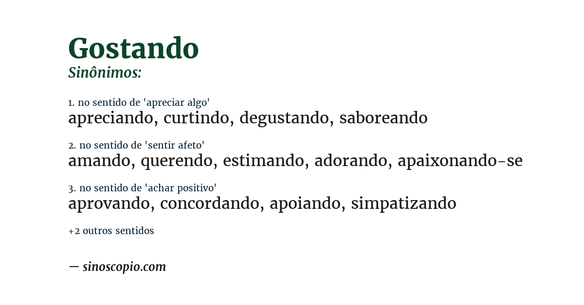 Sinônimo de gostando