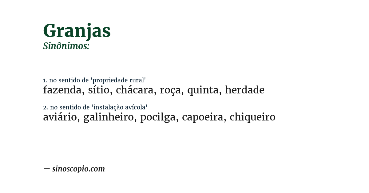 Sinônimo de granjas