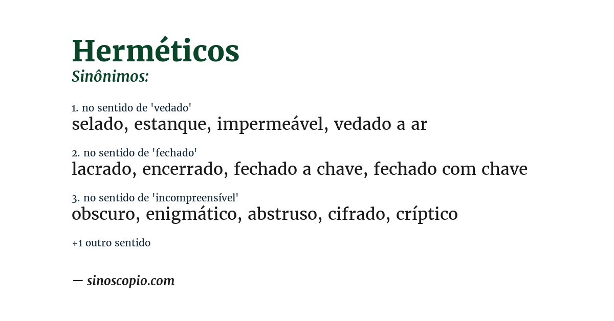 Sinônimo de herméticos