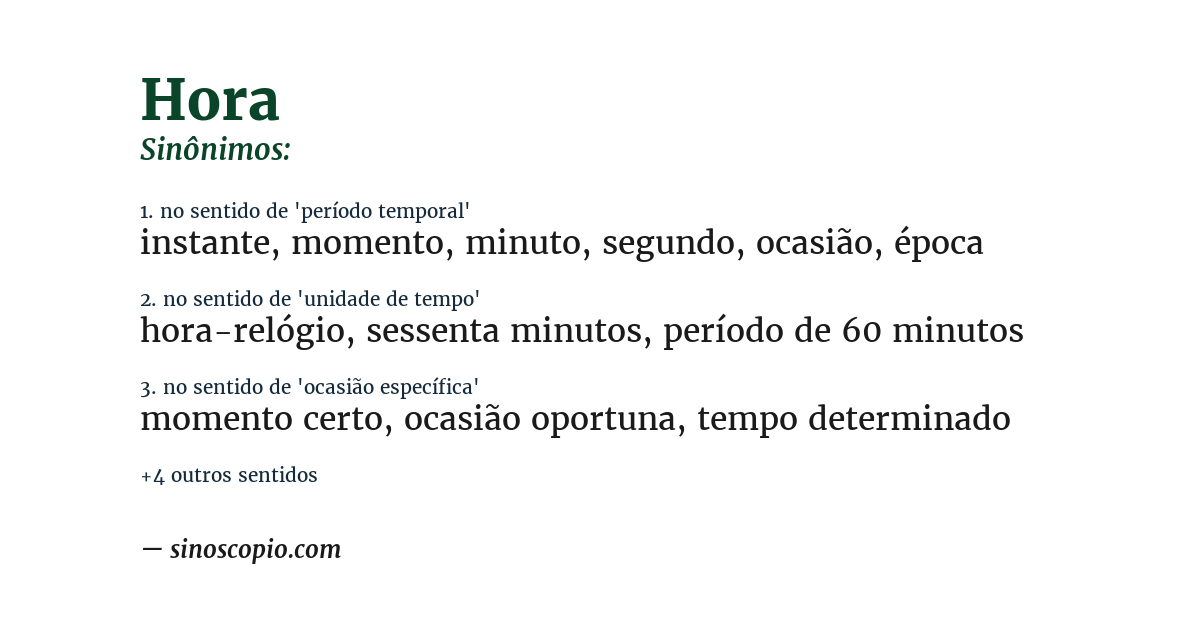 Sinônimo de hora