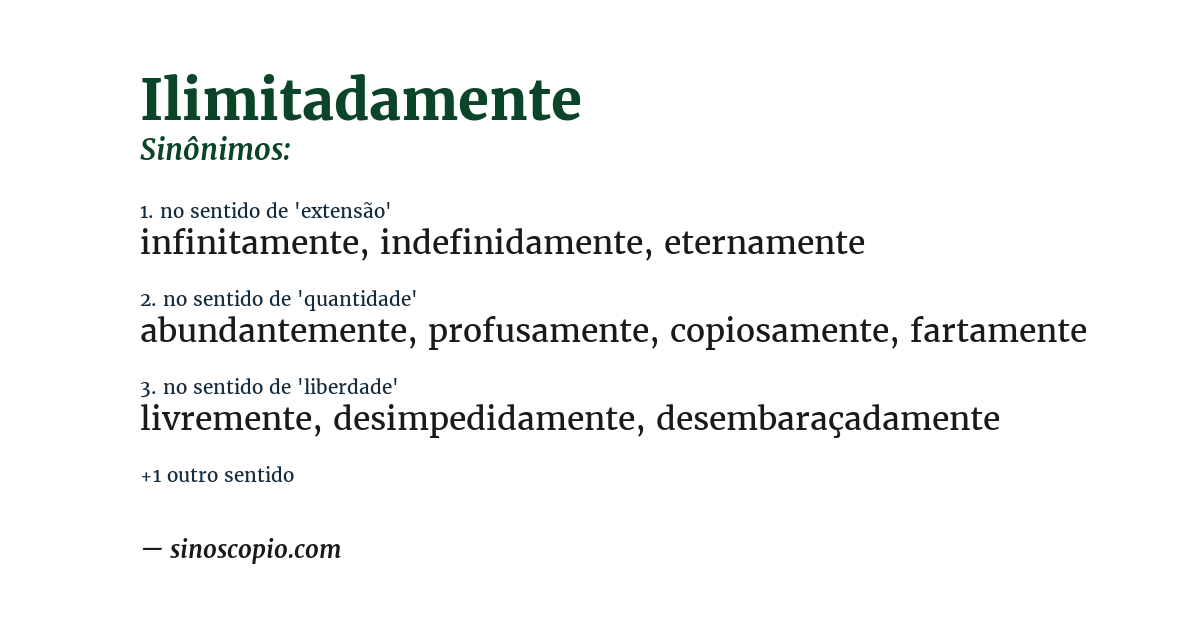 Sinônimo de ilimitadamente