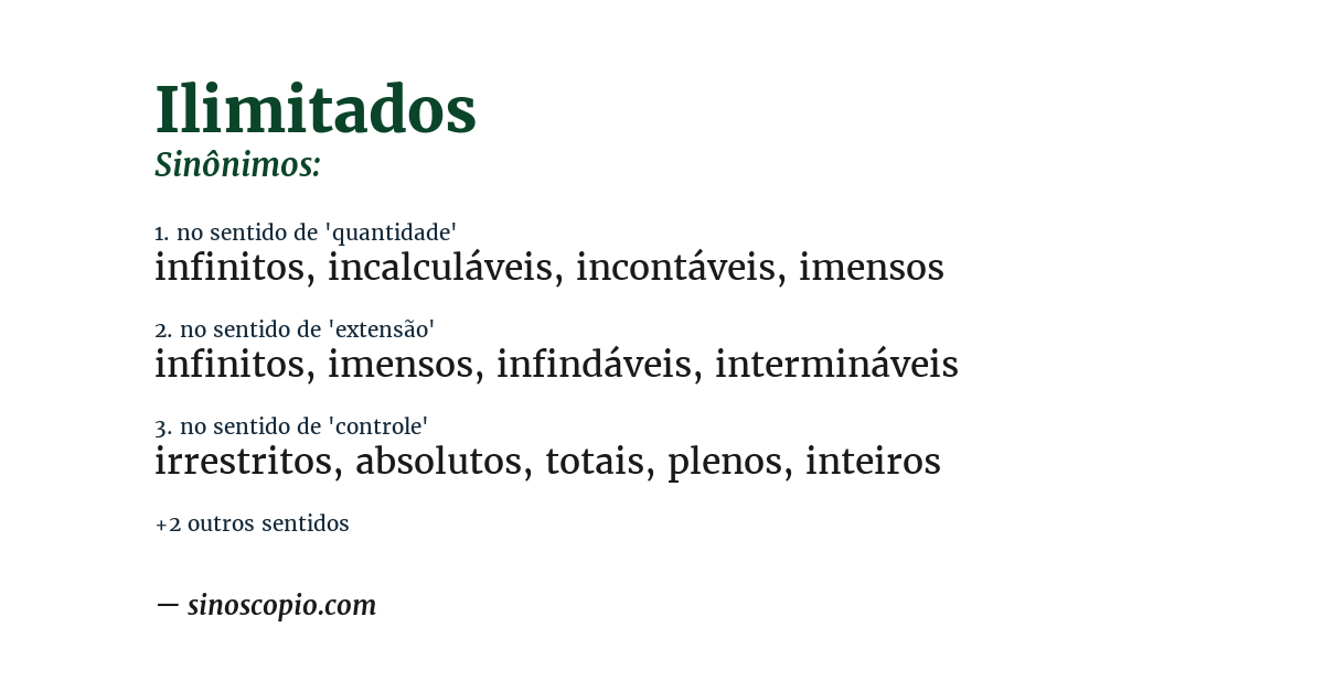 Sinônimo de ilimitados
