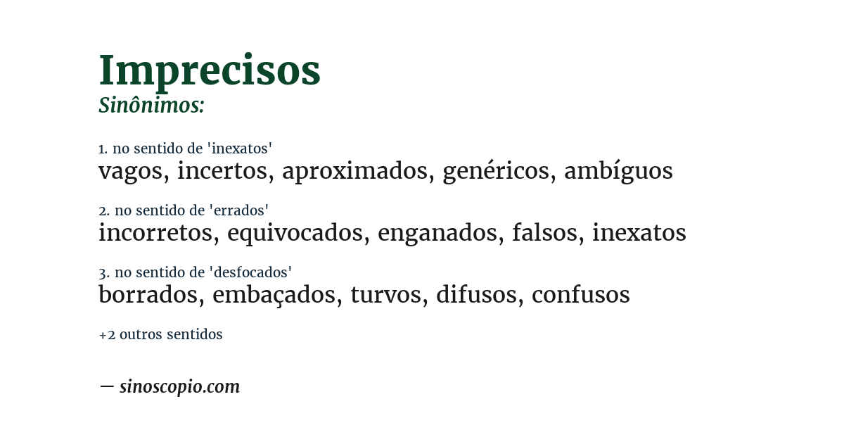 Sinônimo de imprecisos