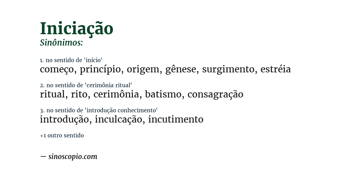 Sinônimo de iniciação