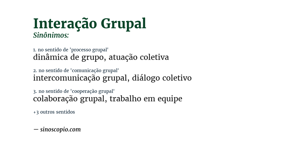 Sinônimo de interação grupal