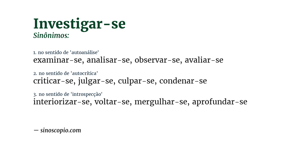 Sinônimo de investigar-se