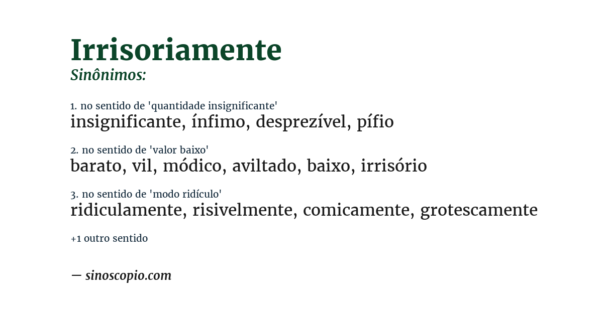 Sinônimo de irrisoriamente