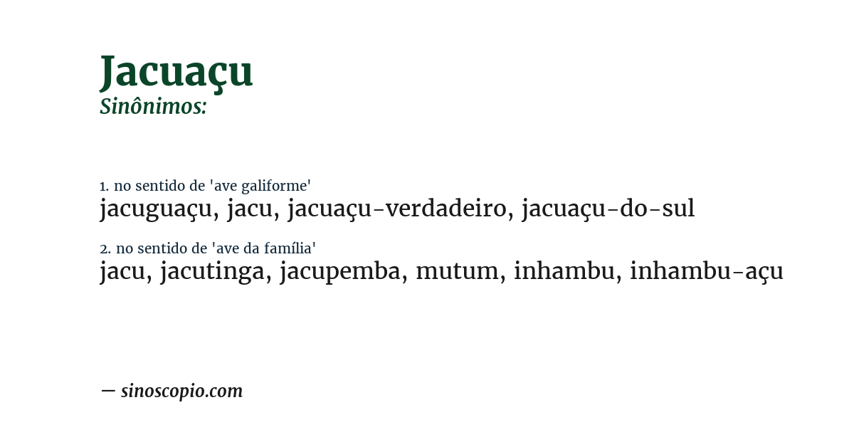 Sinônimo de jacuaçu