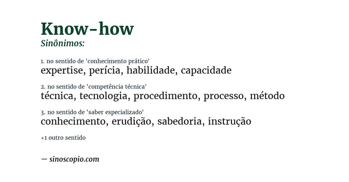 Sinônimo de know-how