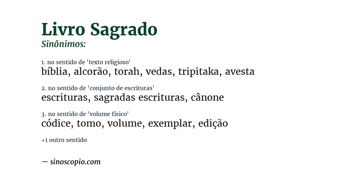Sinônimo de livro sagrado