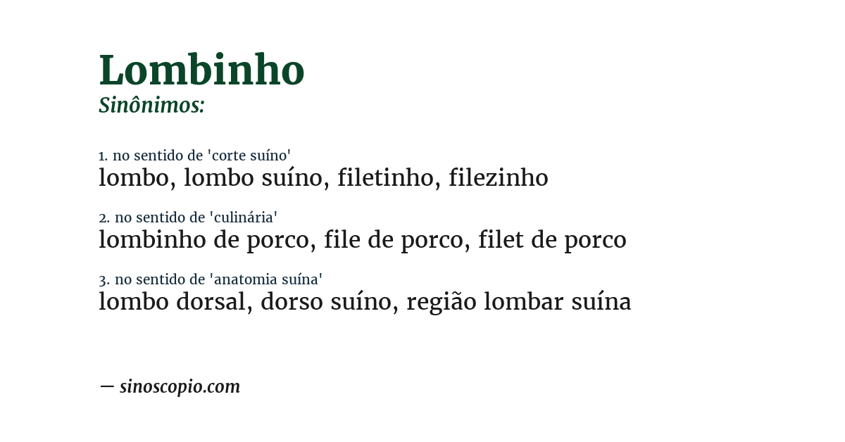 Sinônimo de lombinho
