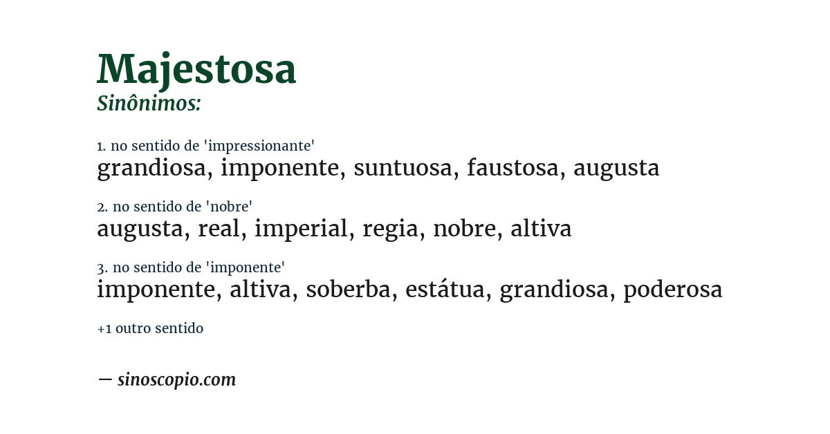 Sinônimo de majestosa