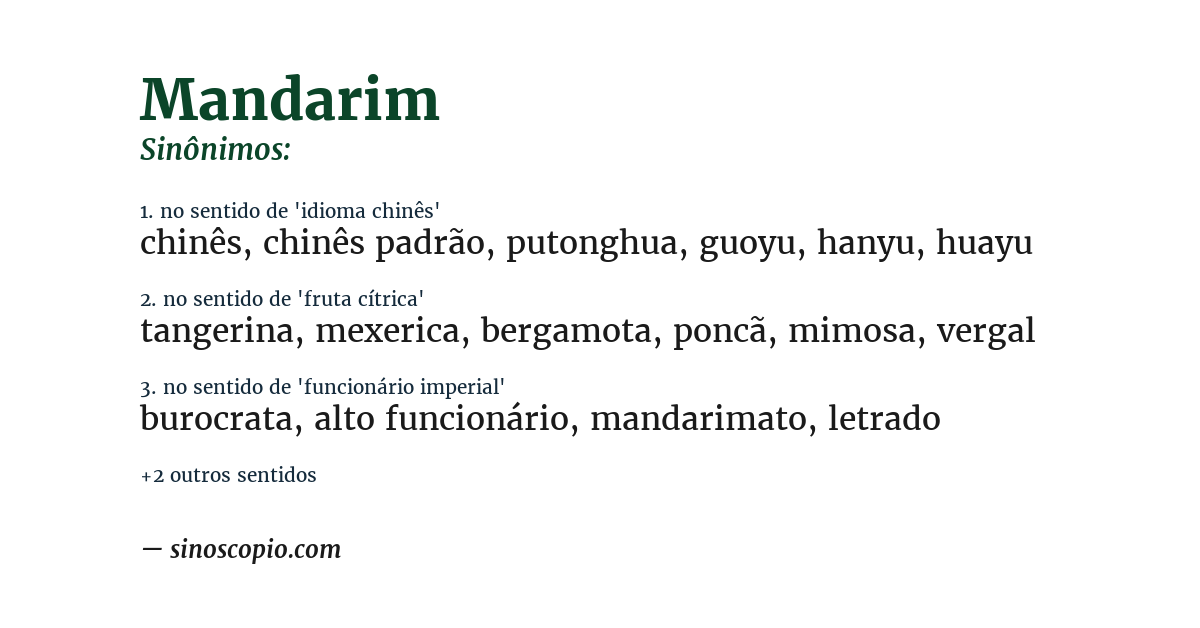 Sinônimo de mandarim