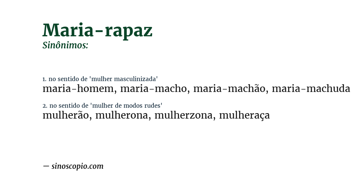 Sinônimo de maria-rapaz
