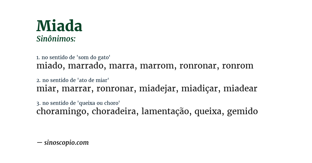 Sinônimo de miada