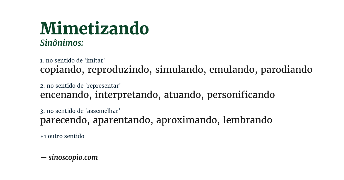 Sinônimo de mimetizando