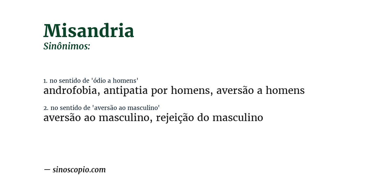 Sinônimo de misandria
