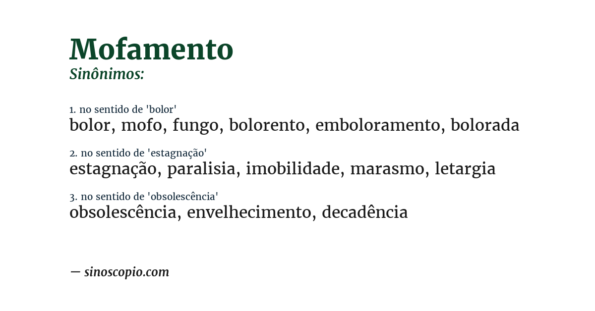 Sinônimo de mofamento