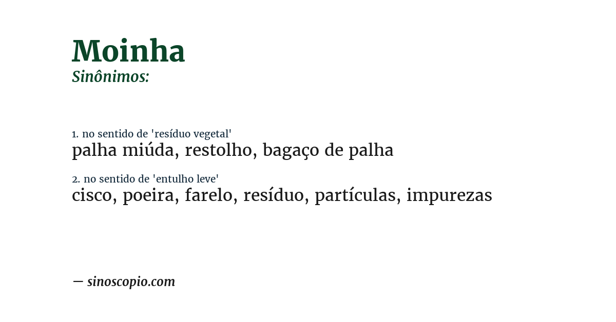 Sinônimo de moinha