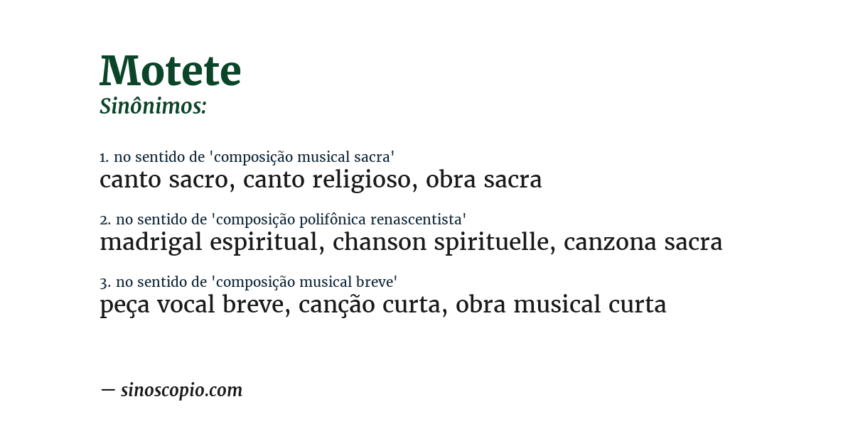 Sinônimo de motete