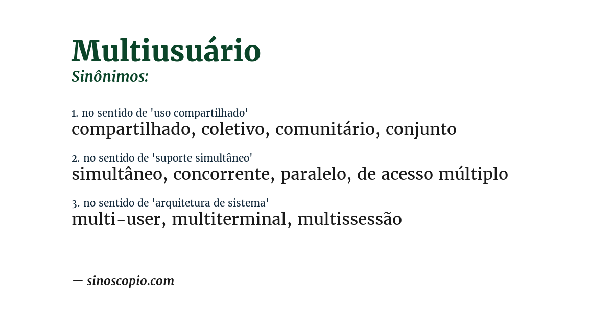 Sinônimo de multiusuário