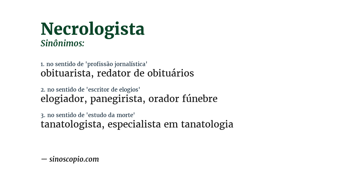 Sinônimo de necrologista