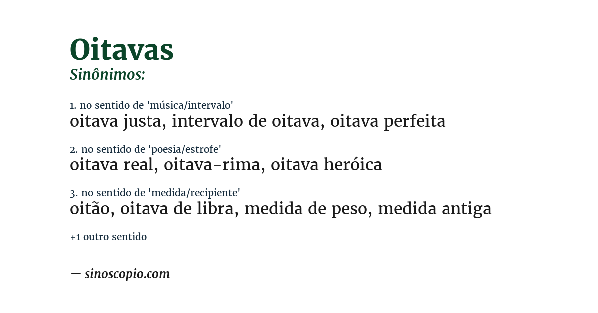 Sinônimo de oitavas