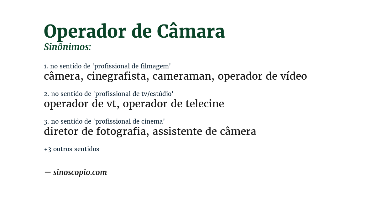 Sinônimo de operador de câmara