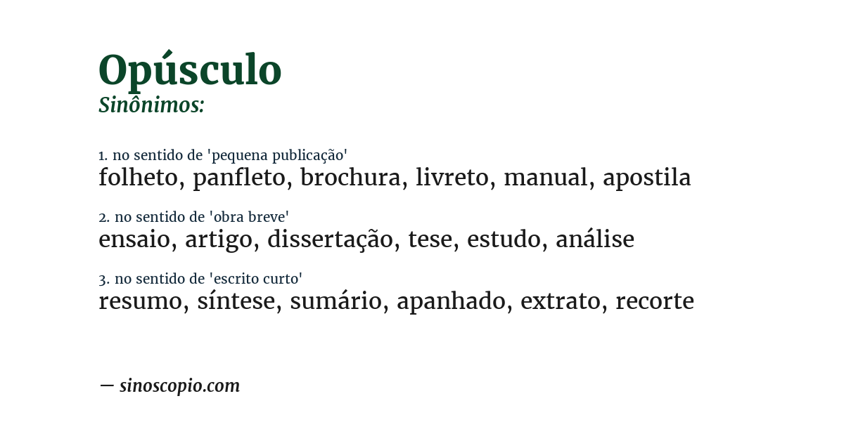 Sinônimo de opúsculo