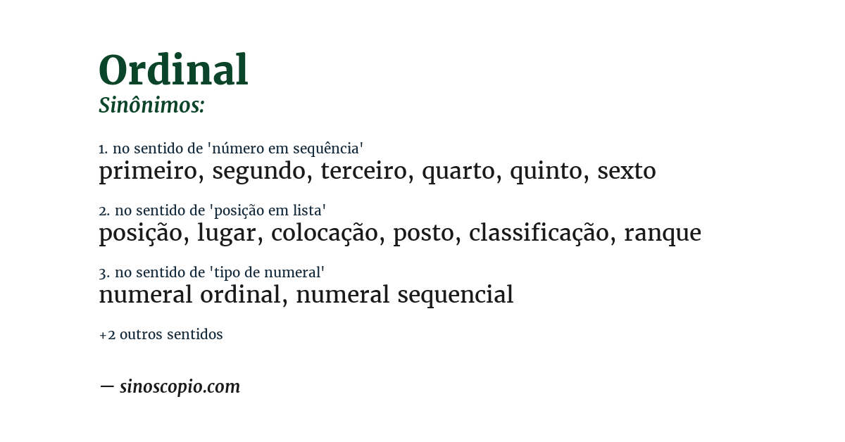 Sinônimo de ordinal