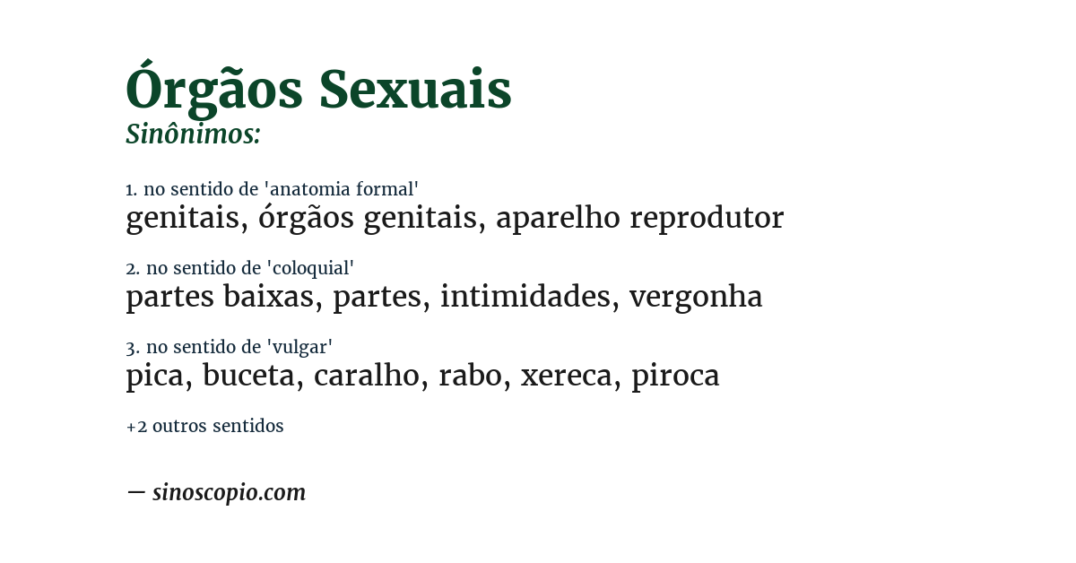 Sinônimo de órgãos sexuais