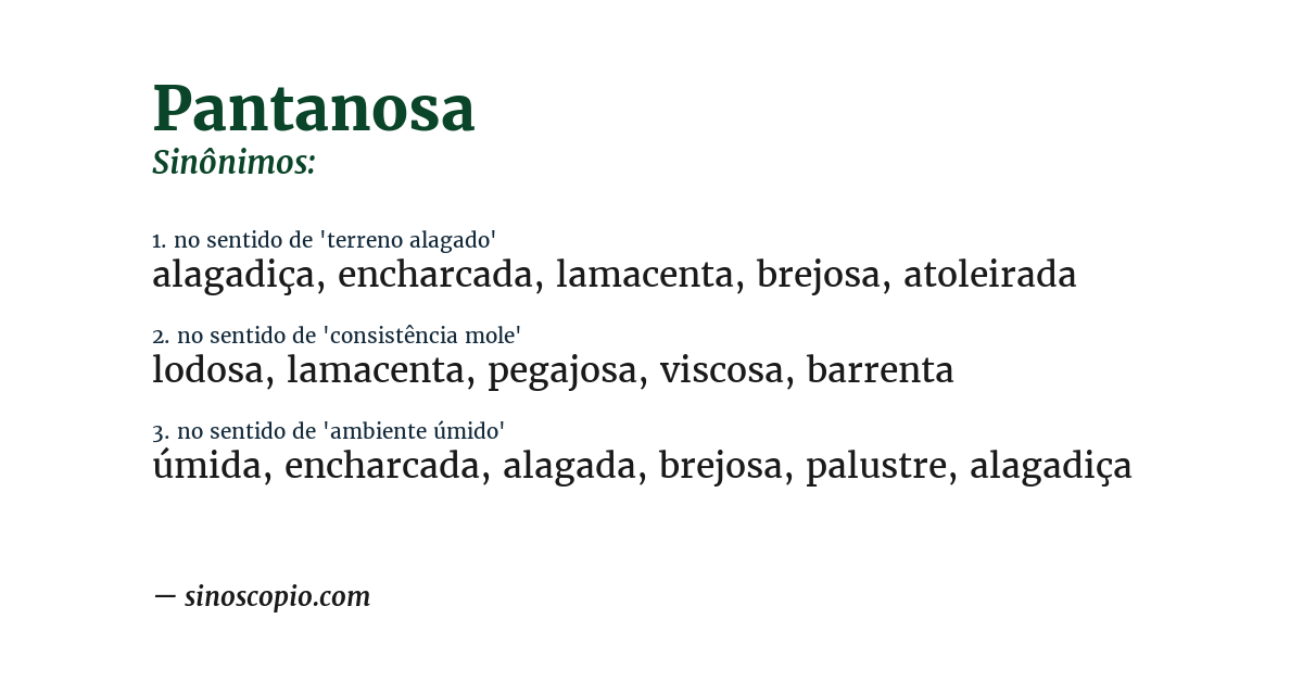 Sinônimo de pantanosa