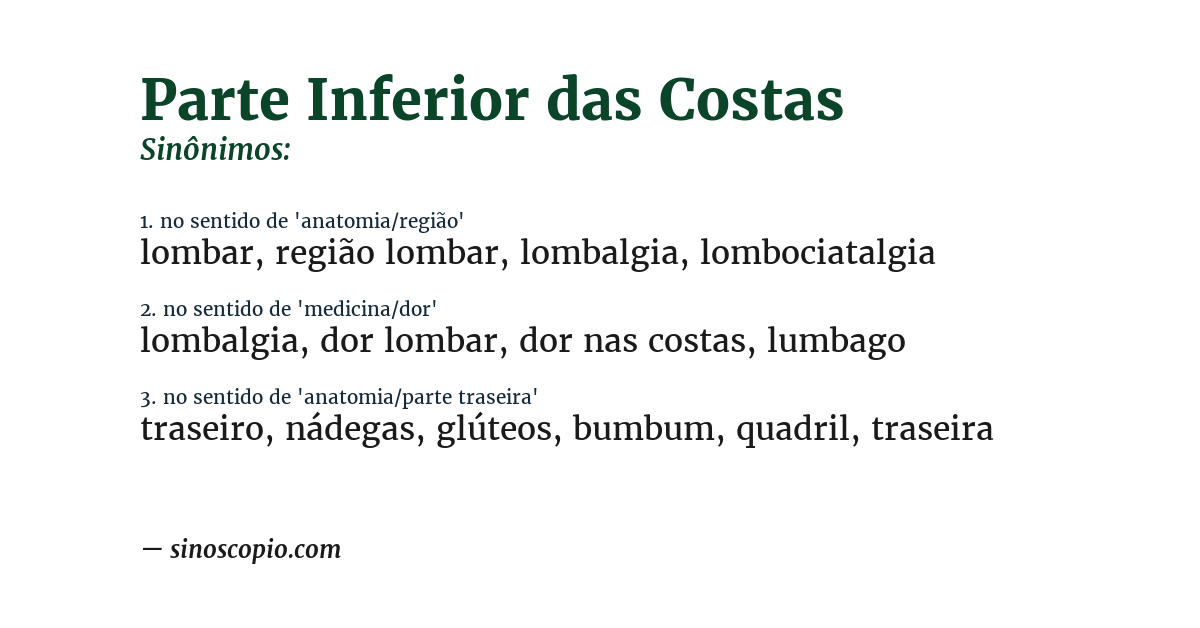 Sinônimo de parte inferior das costas