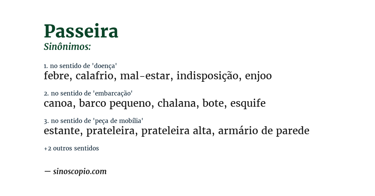Sinônimo de passeira