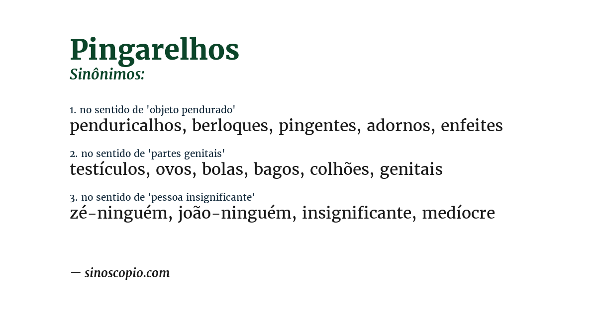 Sinônimo de pingarelhos