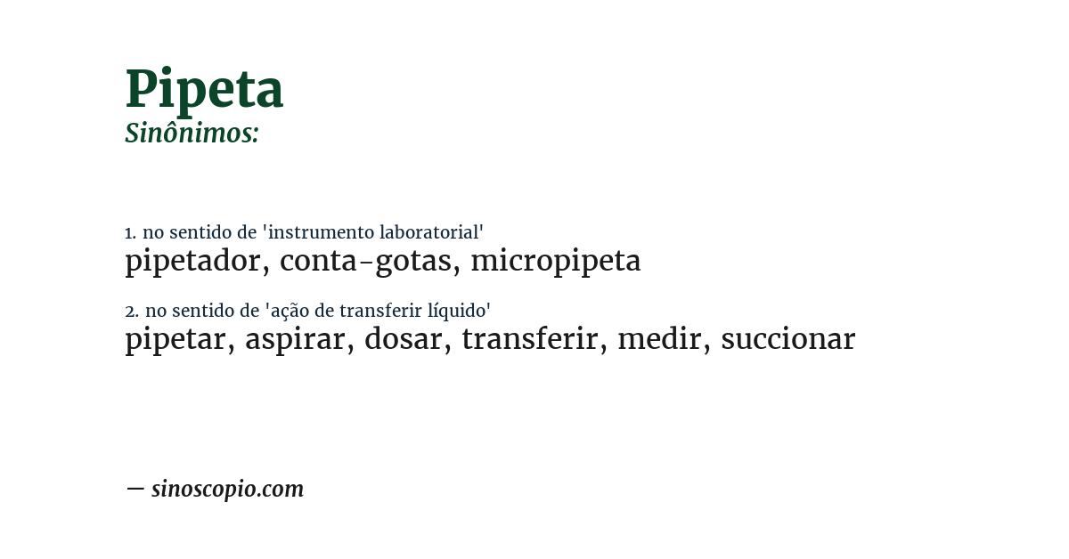 Sinônimo de pipeta