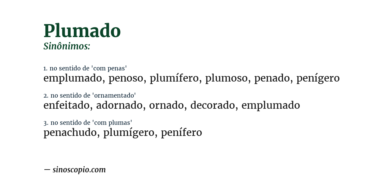 Sinônimo de plumado