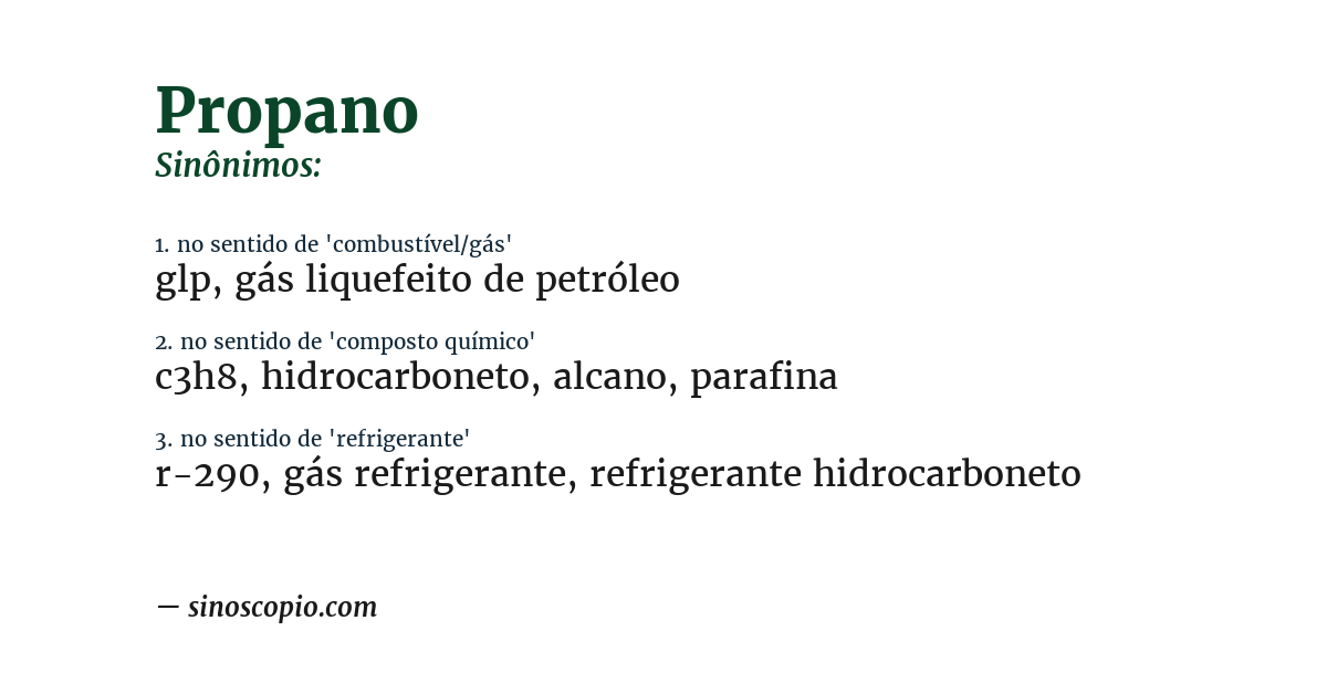 Sinônimo de propano
