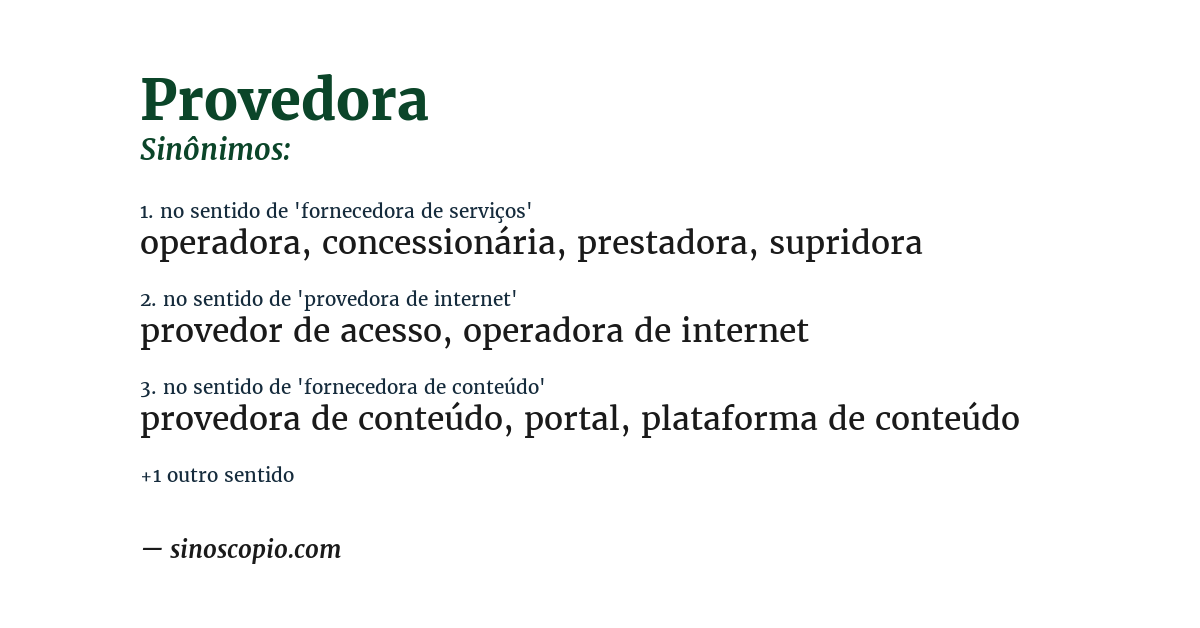 Sinônimo de provedora