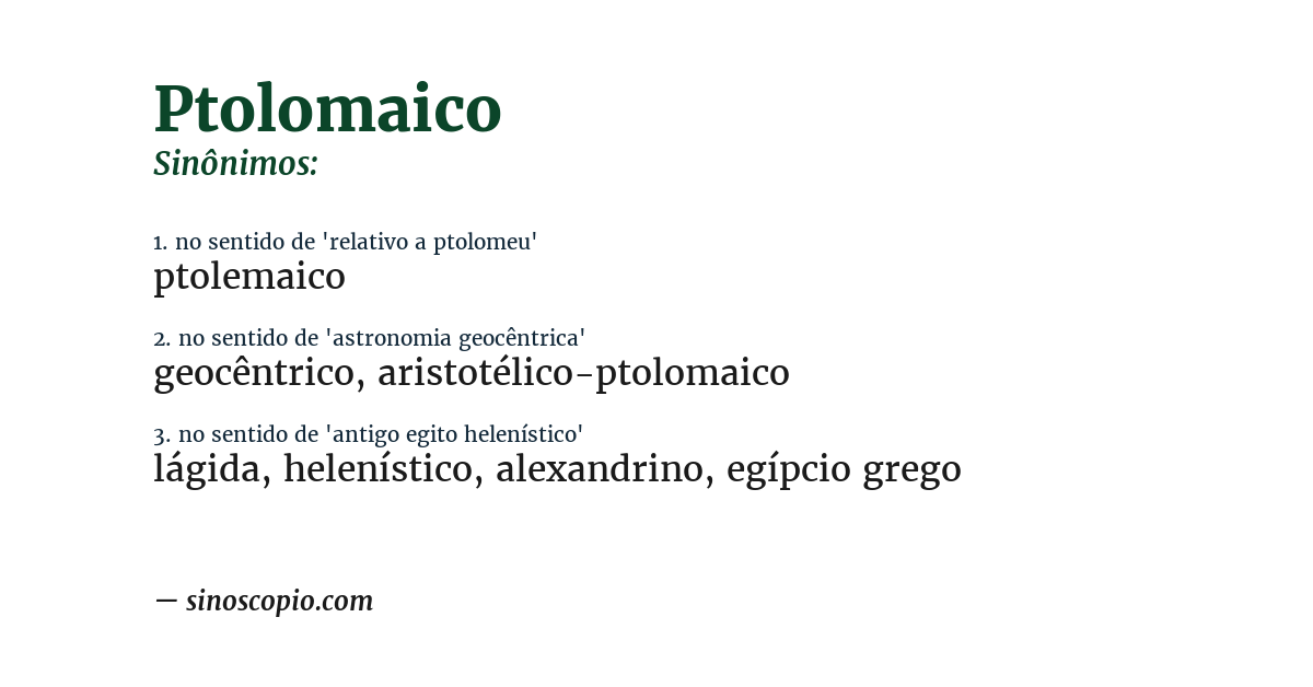 Sinônimo de ptolomaico