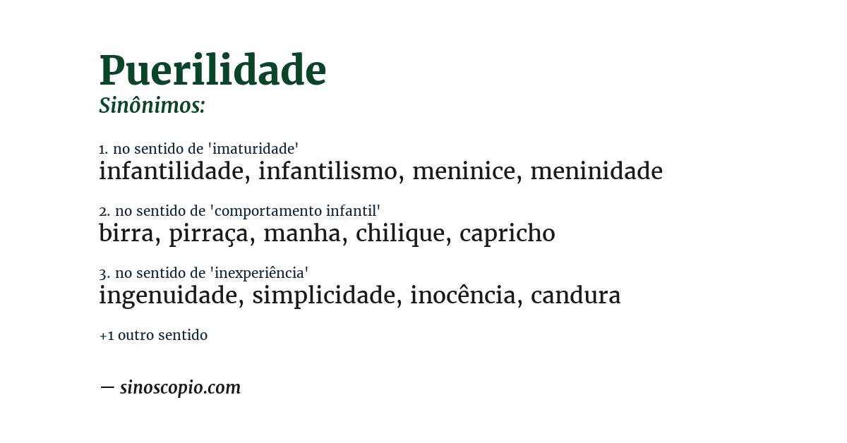 Sinônimo de puerilidade