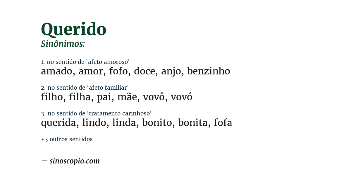 Sinônimo de querido