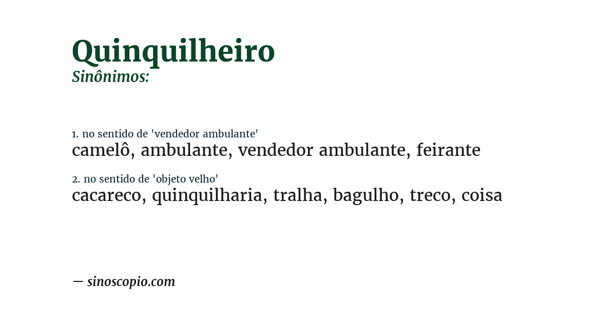 Sinônimo de quinquilheiro