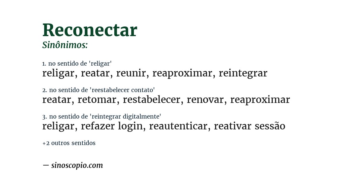 Sinônimo de reconectar