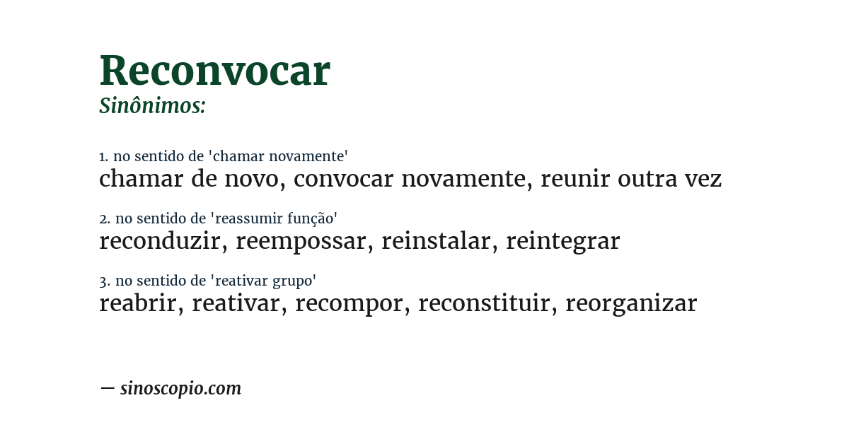 Sinônimo de reconvocar