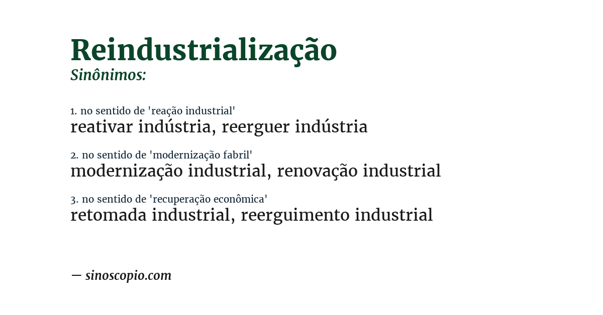 Sinônimo de reindustrialização
